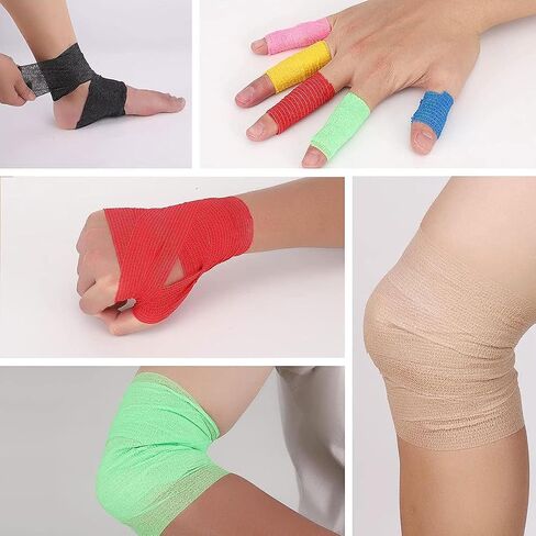 40 Rolls Self Adhesive Bandge Wrap 4 Inch Athletic Tape Self Adhesive Wraps Stretch Vet Tape Sellf Adherent Wrap for Wrist Ankle Swelling Sprains (20 Colors) in Saudi Arabia