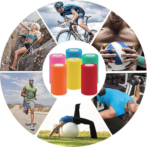 40 Rolls Self Adhesive Bandge Wrap 4 Inch Athletic Tape Self Adhesive Wraps Stretch Vet Tape Sellf Adherent Wrap for Wrist Ankle Swelling Sprains (20 Colors) in Saudi Arabia