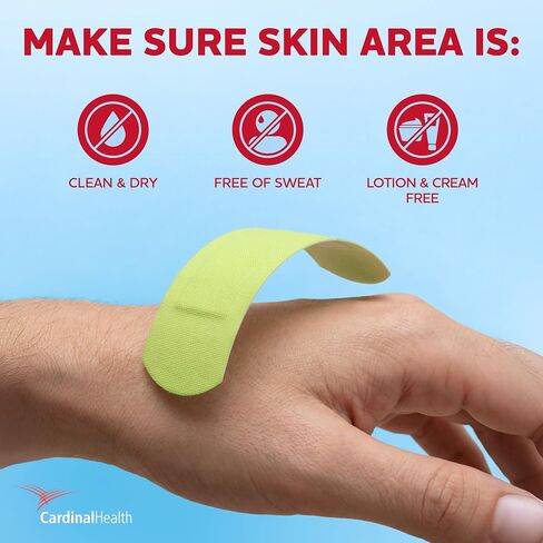 Curity Specialty Neon Fabric Bandage, Heavy‑Duty Flexible Strip 1" x 3" with 1" x 7/8" Pad – Extra‑Long, Durable Adhesive Bandage for Active Use, Latex‑Free, Sterile, 44104 (Box of 50) in Kuwait