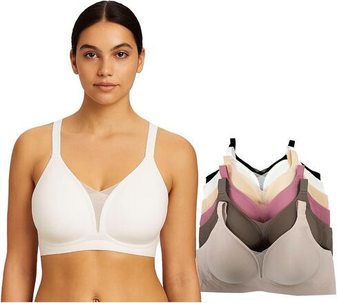 Women’s T-Shirt Bras 6 Pack Everyday Wear Full Coverage Bra Set B to D Cups No Wire Jelly Bra in Saudi Arabia