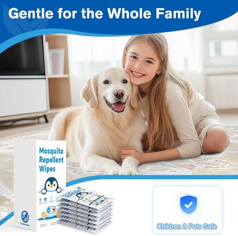 60 PCS Individually Wrapped Mosquito Repellent Wipes, Natural Insect Repellent Wipes Provide 6-8 Hrs Protection, DEET-Free Mosquito Wipes with Travel-Size for Camping, Picnic, BBQ, Travel, Outdoor Use in Kuwait