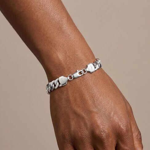S925 Sterling Silver Bracelet for Men - 12MM S925 Sterling Silver Over Cuban Chain Bracelet Diamond Cut Silver Bracelets Gifts for Men 7.5/8/8.5/9Inch in Saudi Arabia