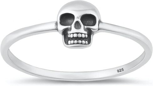 CloseoutWarehouse 925 Sterling Silver Smiling Mini Skull Ring in Kuwait