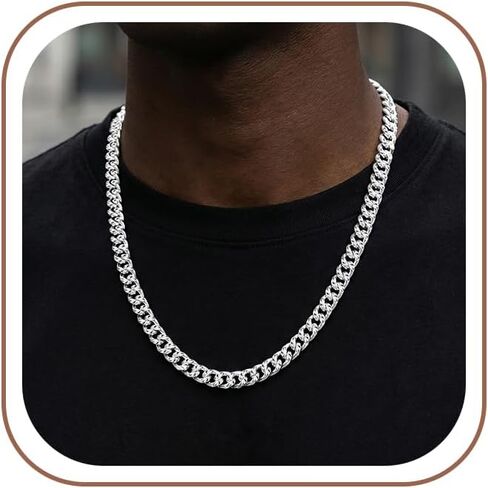 S925 Sterling Silver Chain Necklace for Men,8mm Sterling Silver Pattern Cuban Link Curb Chain Necklace for Men Jewelry 18 20 22 24 26Inch in Saudi Arabia