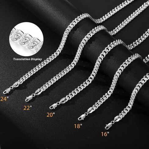 S925 Sterling Silver Chain Necklace for Men,8mm Sterling Silver Pattern Cuban Link Curb Chain Necklace for Men Jewelry 18 20 22 24 26Inch in Saudi Arabia