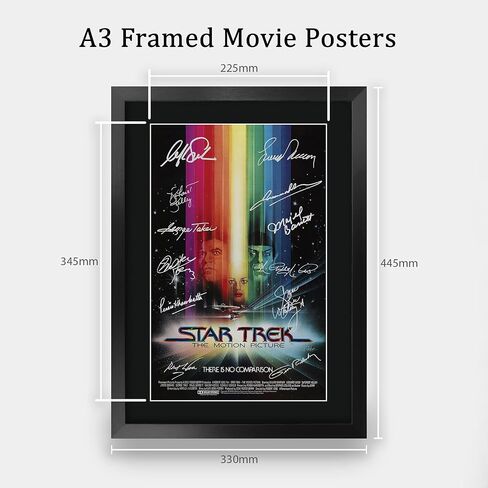 HWC Trading Star Trek The Motion Picture ملصق المسلسل التلفزيوني The Cast Signed مقاس 16 × 12 بوصة هدية مؤطرة مطبوعة بطباعة فيلم توقيع - عرض صور بإطار 16 × 12 بوصة in Kuwait