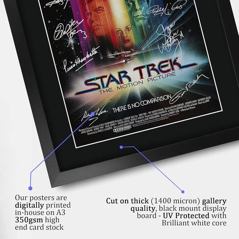 HWC Trading Star Trek The Motion Picture ملصق المسلسل التلفزيوني The Cast Signed مقاس 16 × 12 بوصة هدية مؤطرة مطبوعة بطباعة فيلم توقيع - عرض صور بإطار 16 × 12 بوصة in Kuwait