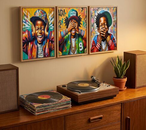 Black Boy Wall Art Hip-Hop Style Painting Pictures Wall Decor African American Boy Posters Prints for Children's Room Home Street Graffiti Decoration 12x16in Unframed in Kuwait