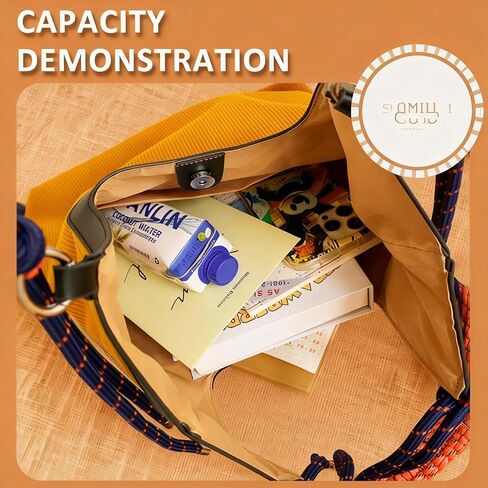 Tote Bag for Women, Corduroy Shoulder Bag, Braided Nylon Rope Carrying Handle, Large Capacity Handbag Suitable for Important Occasions, Work, Travel in Kuwait