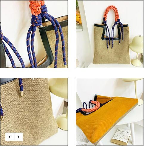 Tote Bag for Women, Corduroy Shoulder Bag, Braided Nylon Rope Carrying Handle, Large Capacity Handbag Suitable for Important Occasions, Work, Travel in Kuwait