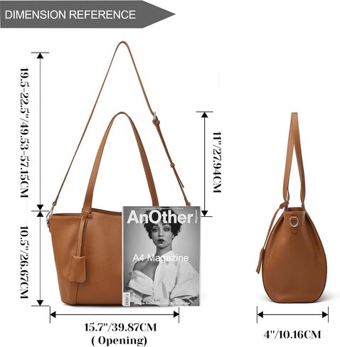 DAILANDO Genuine Leather Tote Bag for Women, Large Full Grained Cowhide Top Handle Shoulder Purse with Long Crossbody Strap in Saudi Arabia