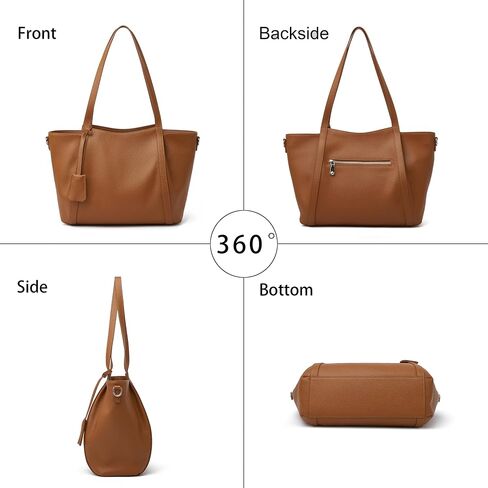 DAILANDO Genuine Leather Tote Bag for Women, Large Full Grained Cowhide Top Handle Shoulder Purse with Long Crossbody Strap in Saudi Arabia