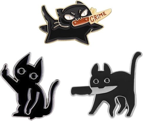 3pcs Funny Black Cat Enamel Pins, Cool Cat Badge Brooch for Women Men, Cute Lapel Pin for Jackets, Bags, Hats, Backpacks in Saudi Arabia