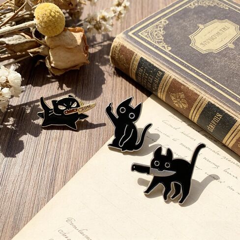 3pcs Funny Black Cat Enamel Pins, Cool Cat Badge Brooch for Women Men, Cute Lapel Pin for Jackets, Bags, Hats, Backpacks in Saudi Arabia