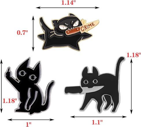 3pcs Funny Black Cat Enamel Pins, Cool Cat Badge Brooch for Women Men, Cute Lapel Pin for Jackets, Bags, Hats, Backpacks in Saudi Arabia
