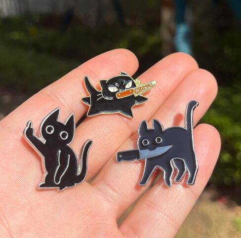 3pcs Funny Black Cat Enamel Pins, Cool Cat Badge Brooch for Women Men, Cute Lapel Pin for Jackets, Bags, Hats, Backpacks in Saudi Arabia