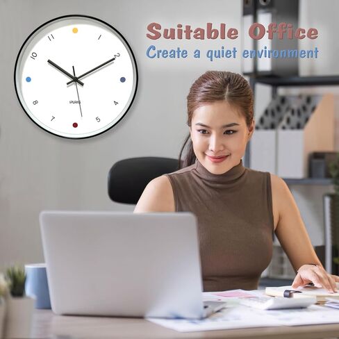 Wall Clock 12 inch Analog Round | Silent Non Ticking, Easy to Read, Battery Operated, Modern Decor in Saudi Arabia