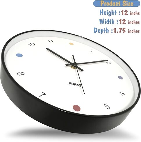 Wall Clock 12 inch Analog Round | Silent Non Ticking, Easy to Read, Battery Operated, Modern Decor in Saudi Arabia