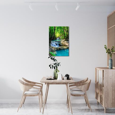 iKNOW FOTO 16x24 Single Piece Canvas Wall Art Nature Landscape Pictures Green Forest Waterfall Poster Canvas Prints Framed Artwork Spa Bathroom Bathroom Room Decor in Saudi Arabia