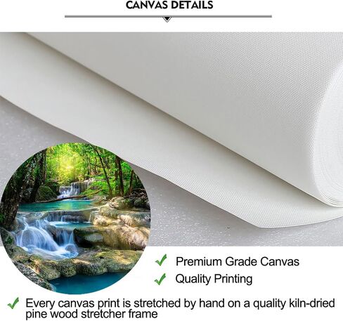 iKNOW FOTO 16x24 Single Piece Canvas Wall Art Nature Landscape Pictures Green Forest Waterfall Poster Canvas Prints Framed Artwork Spa Bathroom Bathroom Room Decor in Saudi Arabia
