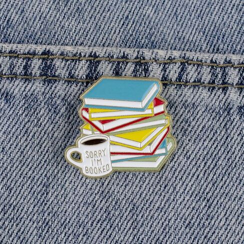 Sorry I’m Booked Coffee Bookish Enamel Pin, Bookworm Pin Brooch, Bookish Reading Lover Brooch Badge, Funny Gift For Coffee & Book Lover, Funny Book Reader Lapel Badges, Bibliophile Jewelry Accessories in Kuwait