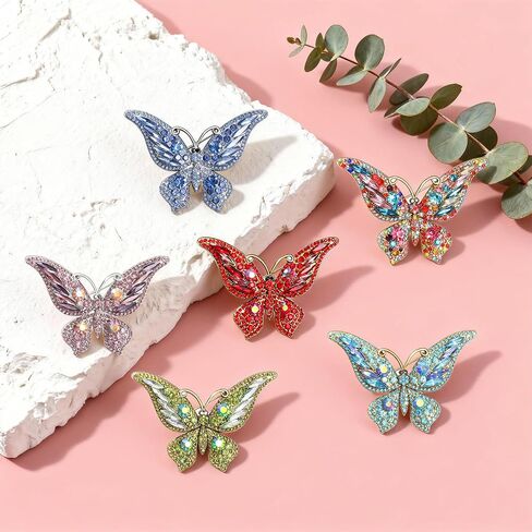 6 Pieces Butterfly Brooch Set - Elegant Butterfly Lapel Pins for Women, Decorative Crystal Animal Shape Brooch Pins, Sparkly Dress and Scarf Jewelry Accessories for Formal Occasions in Saudi Arabia