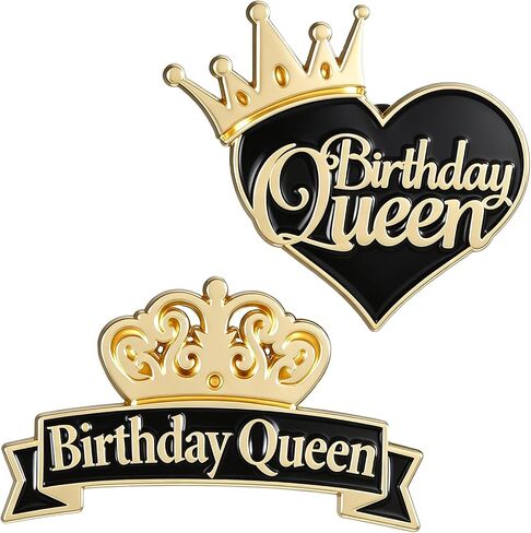 2pcs Birthday Pin for Women, Black Gold Birthday Pin Brooches, Birthdays Party Lapel Pins Accessories for Women in Saudi Arabia