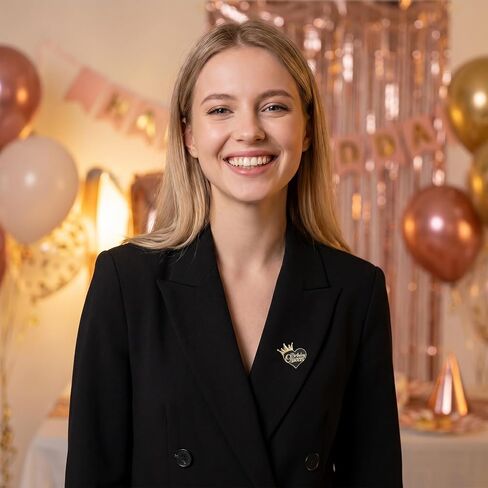 2pcs Birthday Pin for Women, Black Gold Birthday Pin Brooches, Birthdays Party Lapel Pins Accessories for Women in Saudi Arabia