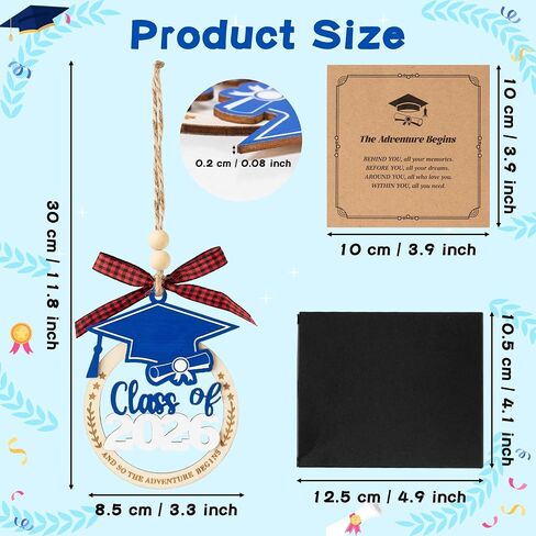 CJiangpo Class of 2026 Graduation Ornament - 2-Layer Wooden Graduation Cap Hanging Decor with Card, Blue Grad Hanging Decorations Son Daughter College High School Graduate Keepsake Gift in Saudi Arabia
