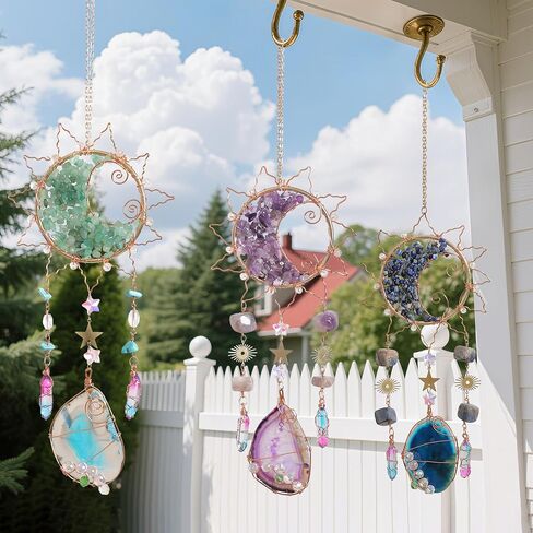 Amethyst Crystal Suncatchers for Windows Hanging Decor Rainbow Sun Catcher for Car Light Catcher Window Wall Garden Outdoor Decoration(Purple) in Saudi Arabia
