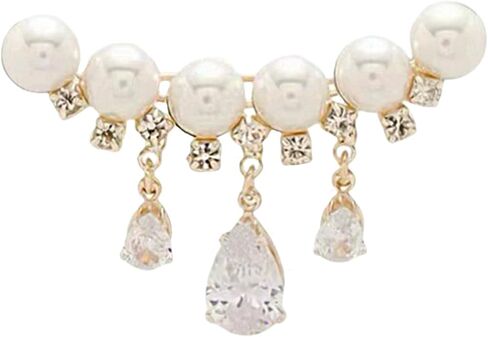 Elegant Pearl Rhinestone Tassel Brooch for Women Sparkling Crystal Pearls Lapel Pin Badge Dresses Clothing Accessories Jewelry in Kuwait