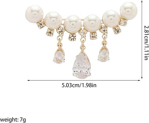 Elegant Pearl Rhinestone Tassel Brooch for Women Sparkling Crystal Pearls Lapel Pin Badge Dresses Clothing Accessories Jewelry in Kuwait