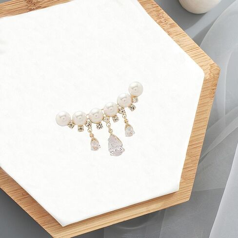 Elegant Pearl Rhinestone Tassel Brooch for Women Sparkling Crystal Pearls Lapel Pin Badge Dresses Clothing Accessories Jewelry in Kuwait
