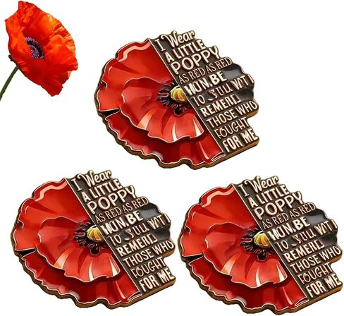 Memorial Day Exquisite Brooch,Exquisite Red Patriotic Appreciation Lapel Pin,Veteran Solider Metal Poppy Pins Brooch in Kuwait