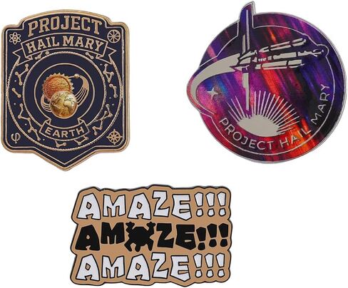 Project Hail Mary Inspired Enamel Brooch Pin Set, Space Science Fiction Metal Lapel Pins for Backpacks Jackets Hats Bags, Collectible Bookish Brooch Gift for Readers Sci-Fi Fans in Kuwait