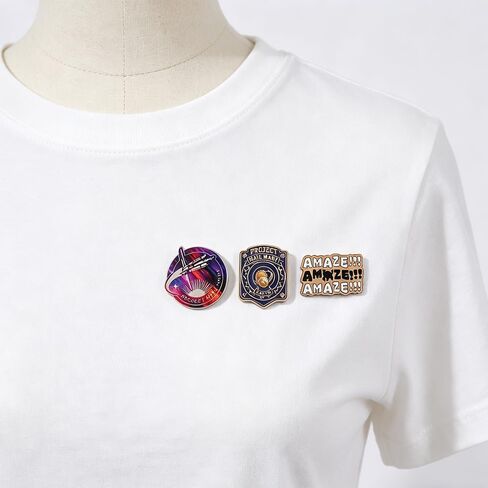 Project Hail Mary Inspired Enamel Brooch Pin Set, Space Science Fiction Metal Lapel Pins for Backpacks Jackets Hats Bags, Collectible Bookish Brooch Gift for Readers Sci-Fi Fans in Kuwait