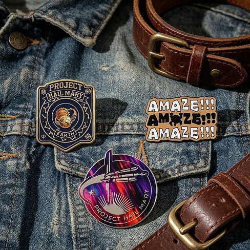 Project Hail Mary Inspired Enamel Brooch Pin Set, Space Science Fiction Metal Lapel Pins for Backpacks Jackets Hats Bags, Collectible Bookish Brooch Gift for Readers Sci-Fi Fans in Kuwait