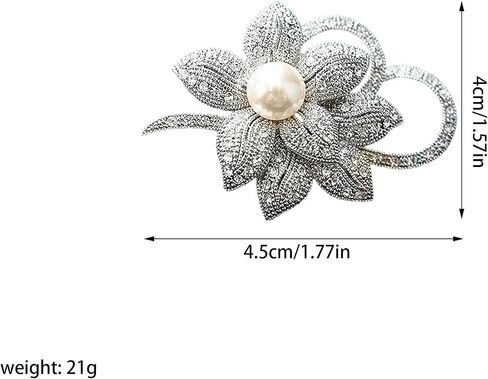 Crystal Pearl Flower Brooch Pin for Women, Rhinestone Floral Brooch Wedding Jewelry, Shiny Pin for Party Dance Banquet Dress Coat Accessories in Saudi Arabia