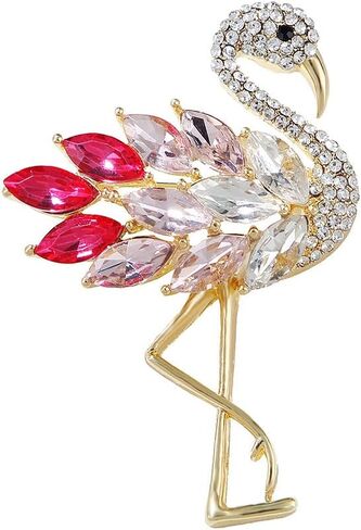 Elegant Rhinestone Flamingo Brooch for Women Men Vintage Sparkly Crystal Cubic Zirconia Animal Lapel Pins Elegant Dress Boutonniere Corsage for Hat Bag Suit Tie Gift Wedding Holiday Accessories Jewelry in Saudi Arabia
