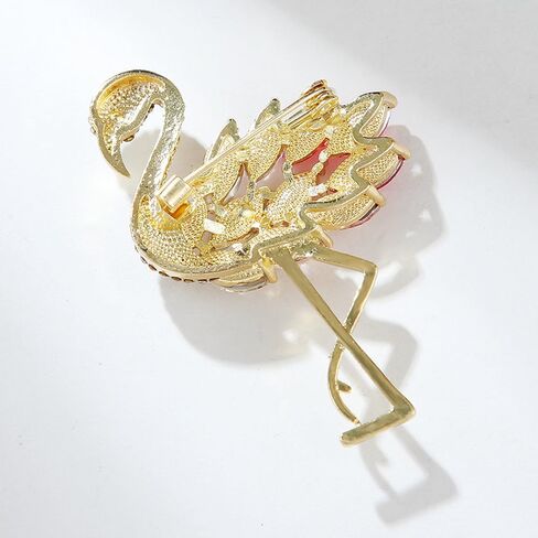 Elegant Rhinestone Flamingo Brooch for Women Men Vintage Sparkly Crystal Cubic Zirconia Animal Lapel Pins Elegant Dress Boutonniere Corsage for Hat Bag Suit Tie Gift Wedding Holiday Accessories Jewelry in Saudi Arabia