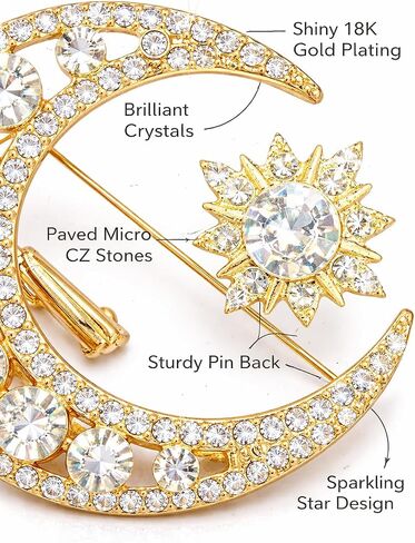 Moon Brooch Elegant Pin Charm Jewelry Gift for Women in Saudi Arabia