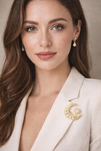 Moon Brooch Elegant Pin Charm Jewelry Gift for Women in Saudi Arabia