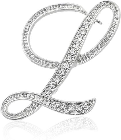 26 Letter Brooch Initial Rhinestone Brooch Silver Metal Alphabet Brooches A-Z with Crystal Lapel Pins for Women Men in Saudi Arabia