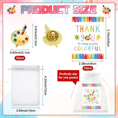 24 Sets Paint Palette and Brush Artist Enamel Lapel Pin Hat Tie Pins with Cards Bags Art Themed Brooches for Graduation Classmates Friends Art Lover Student Teacher Appreciation Gift Supplies in Saudi Arabia