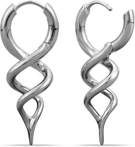 PUNKYOUTH DNA Spiral Dangle Earrings for Women Men, 18G Minimalist Helix Drop Jewelry, Punk Industrial Statement Accessory for Alternative Look in Saudi Arabia