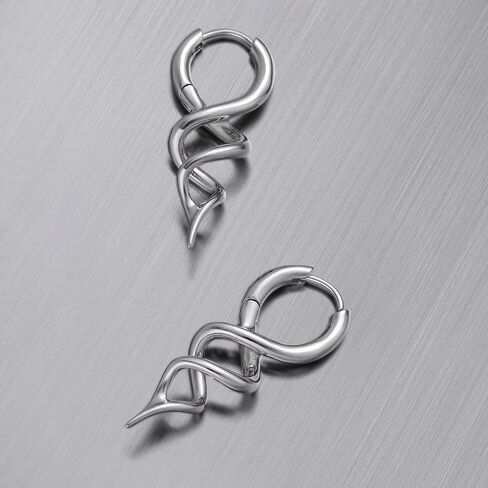 PUNKYOUTH DNA Spiral Dangle Earrings for Women Men, 18G Minimalist Helix Drop Jewelry, Punk Industrial Statement Accessory for Alternative Look in Saudi Arabia