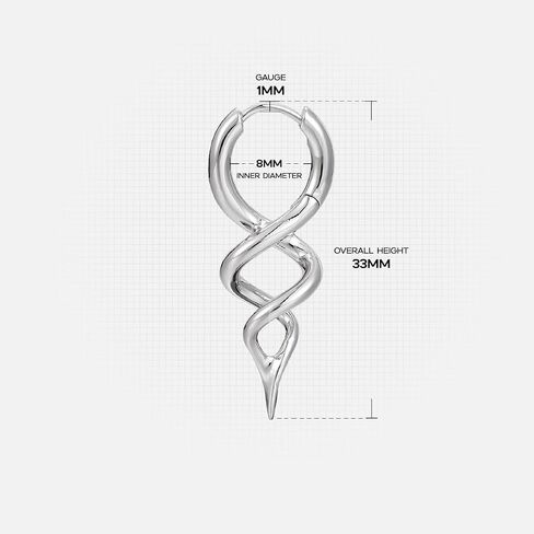 PUNKYOUTH DNA Spiral Dangle Earrings for Women Men, 18G Minimalist Helix Drop Jewelry, Punk Industrial Statement Accessory for Alternative Look in Saudi Arabia