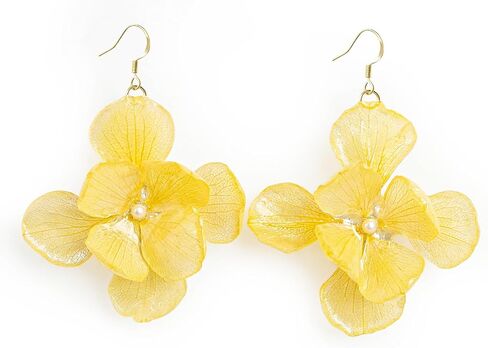 Real Hydrangea Flower Earrings Handmade Pressed Pink White Floral Resin Drop Earrings for Mother Bridal Engagement Bridesmaid Gift in Saudi Arabia