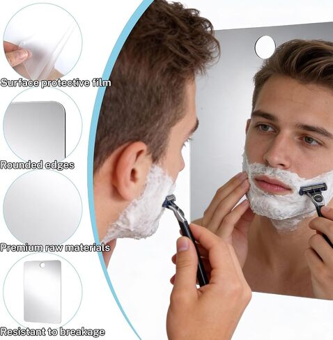 Shatterproof Shower Mirror Fogless for Shaving, 11"X 8" Large Wall Hanging Camp Vanity Mirror Unbreakable Makeup Mirrors Portable Handheld Travel Camping Mirrors for Shave in Saudi Arabia