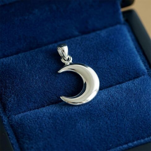 Sterling Silver Solid Double-Sided Shiny Crescent Moon Charm Pendant in Kuwait
